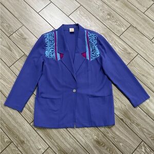 Vintage 80’s 90’s Women's Jacket with Embroidered Accents